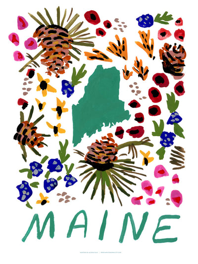Maine American Gouache Print