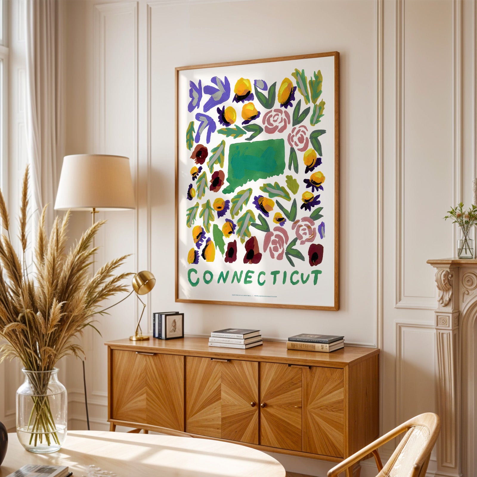 Connecticut American Gouache Print