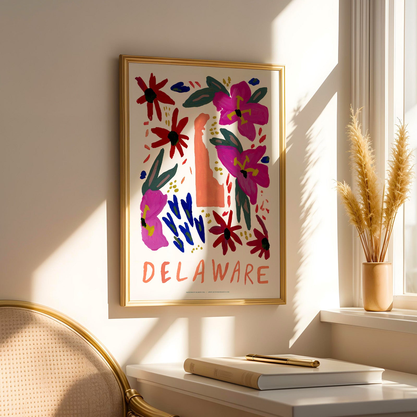 Delaware American Gouache Print