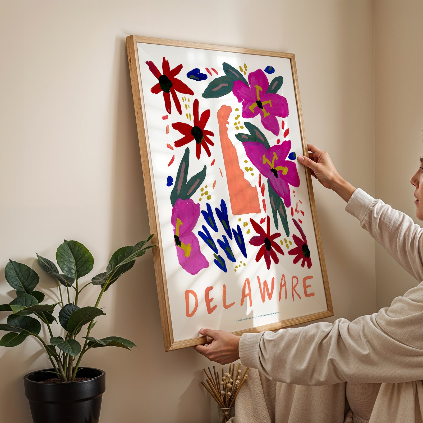 Delaware American Gouache Print