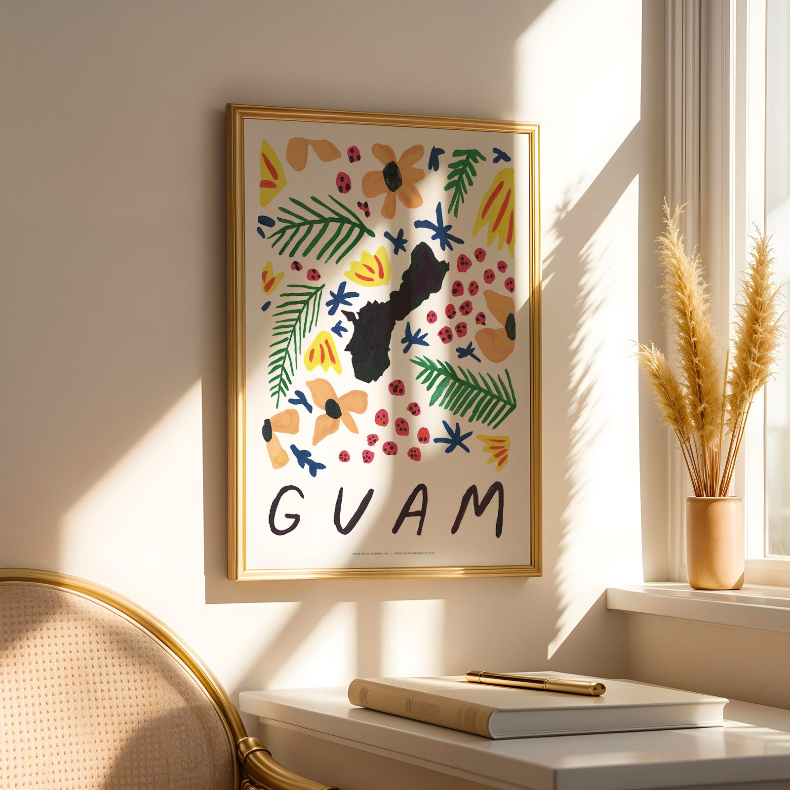 Guam American Gouache Print