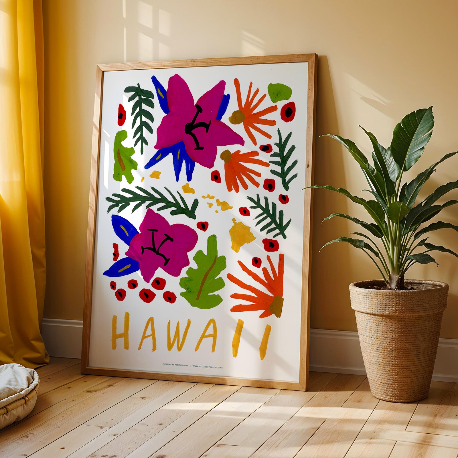 Hawaii American Gouache Print