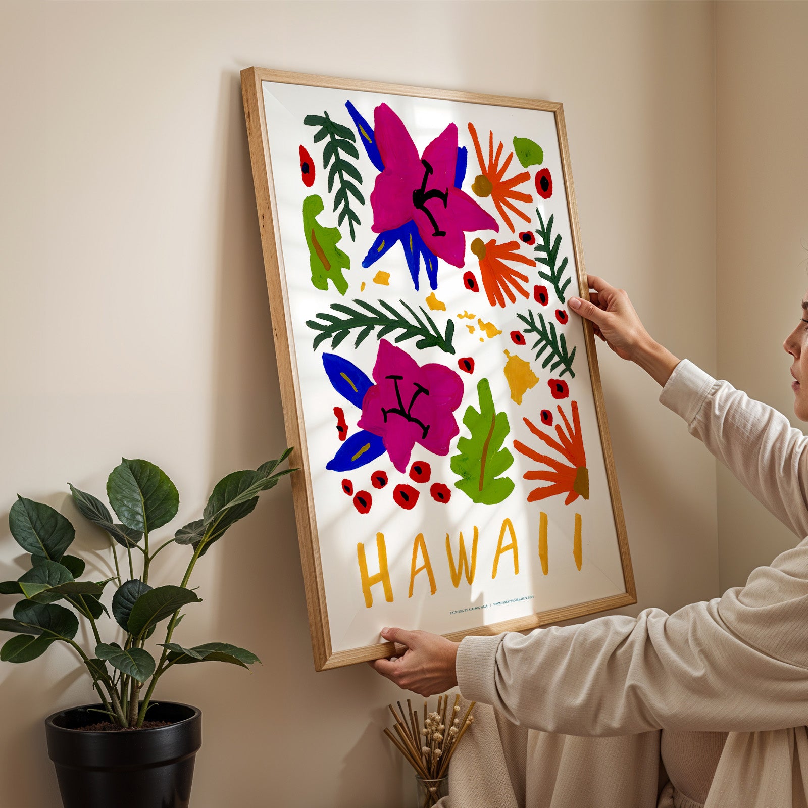 Hawaii American Gouache Print