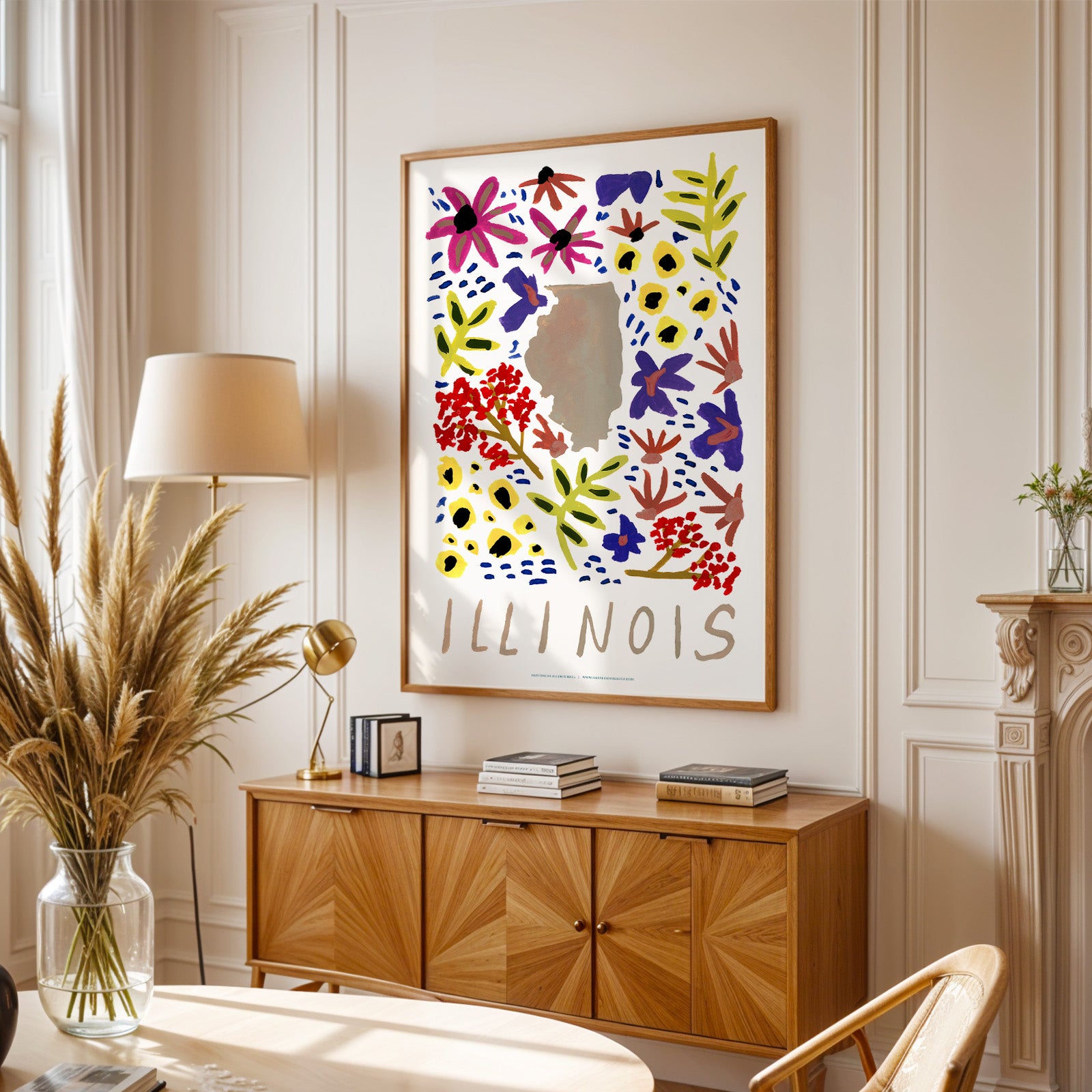 Illinois American Gouache Print