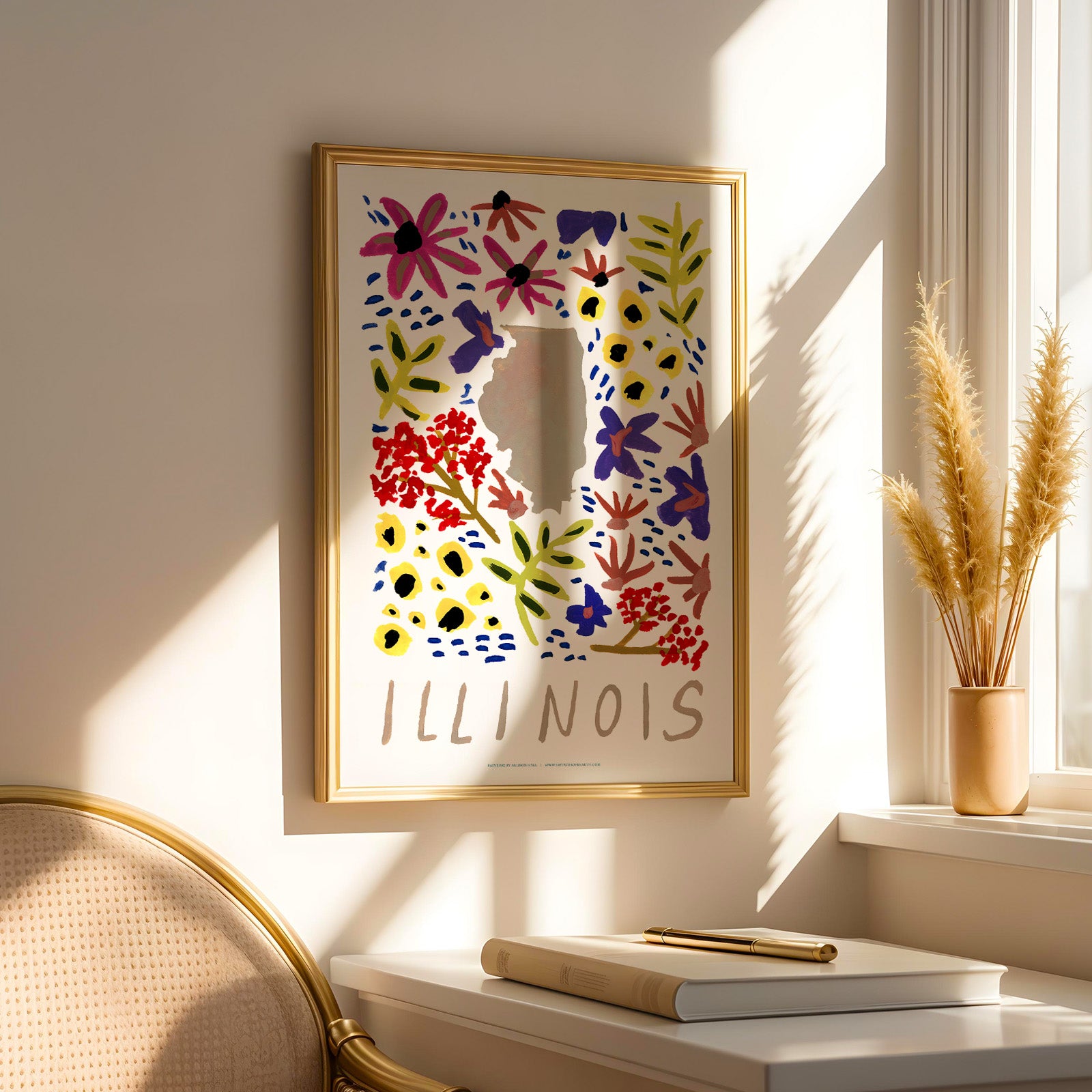 Illinois American Gouache Print