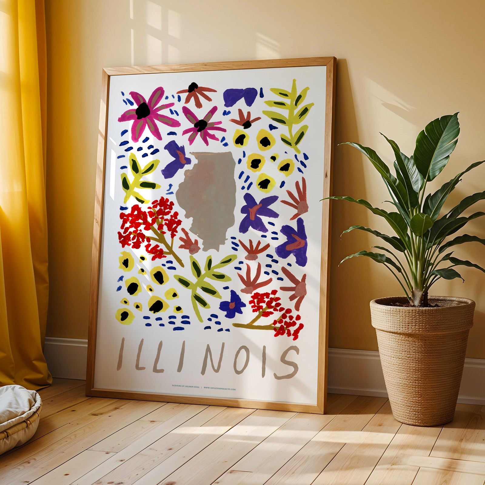 Illinois American Gouache Print