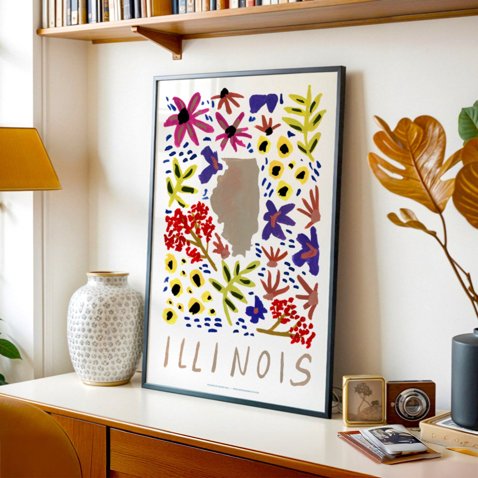 Illinois American Gouache Print