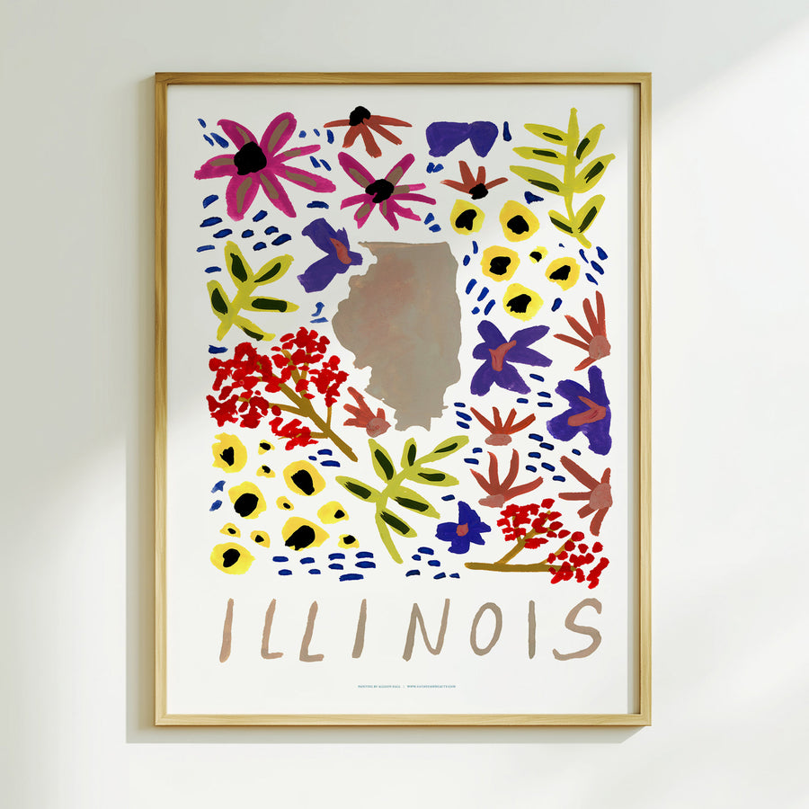 Illinois American Gouache Print