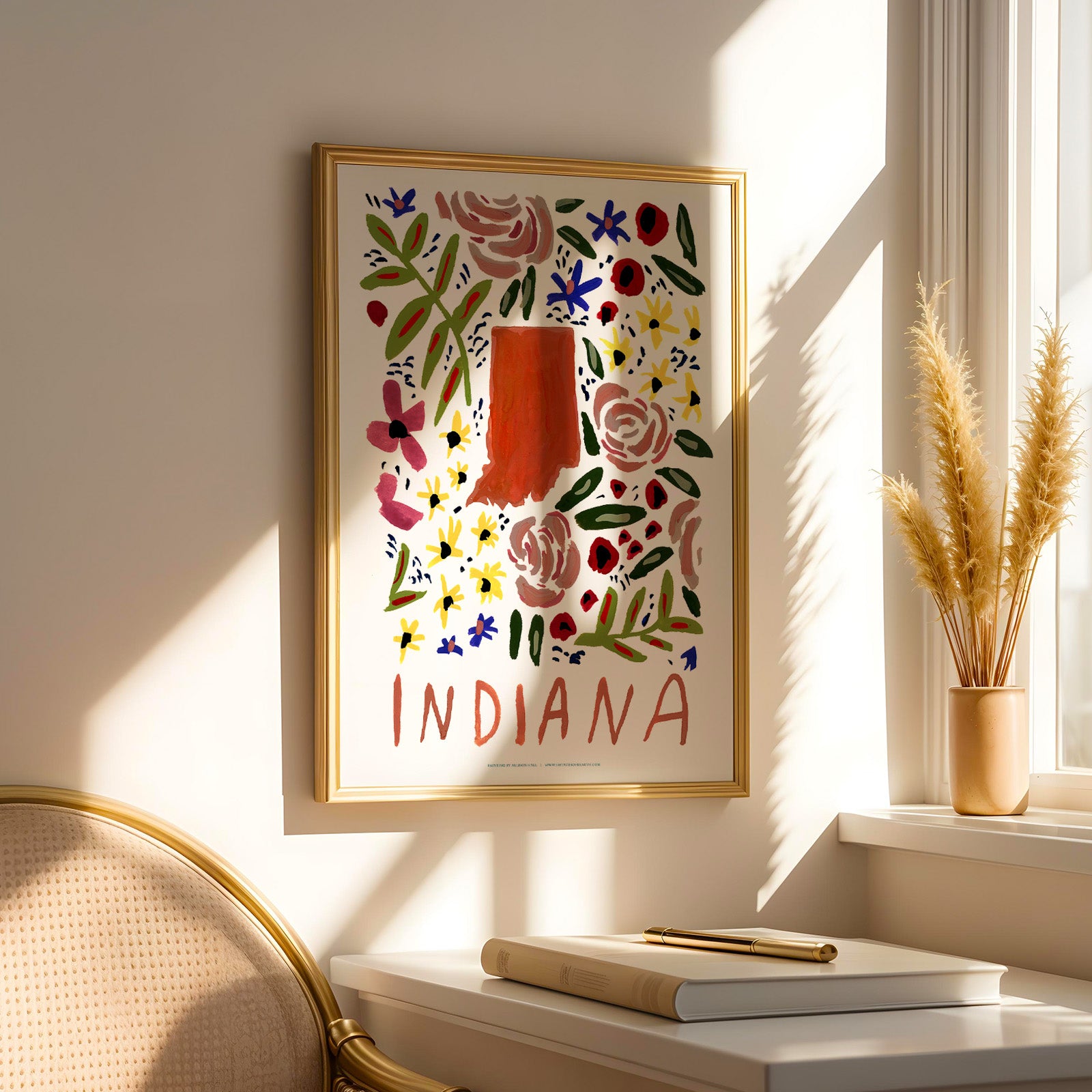 Indiana American Gouache Print