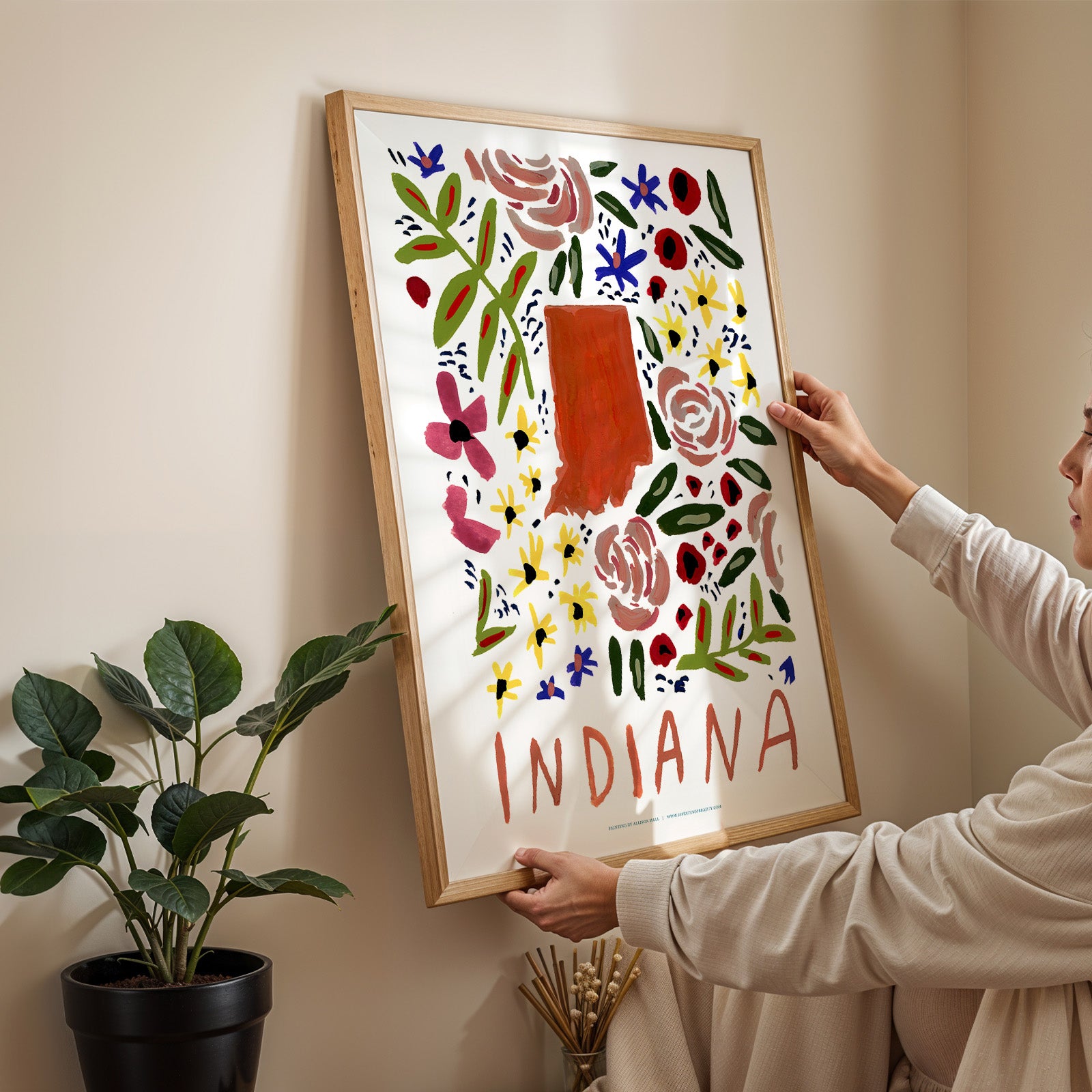 Indiana American Gouache Print