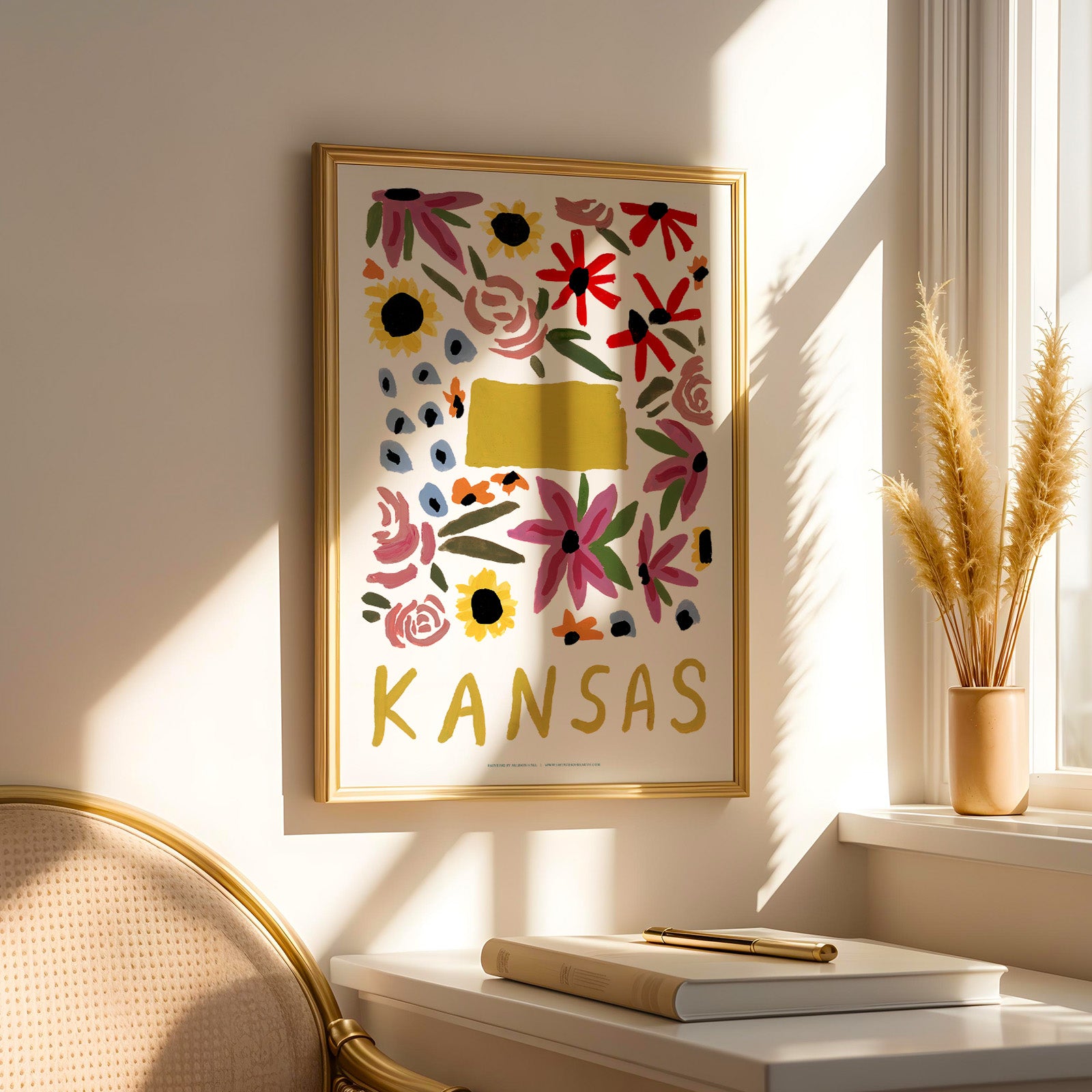 Kansas American Gouache Print