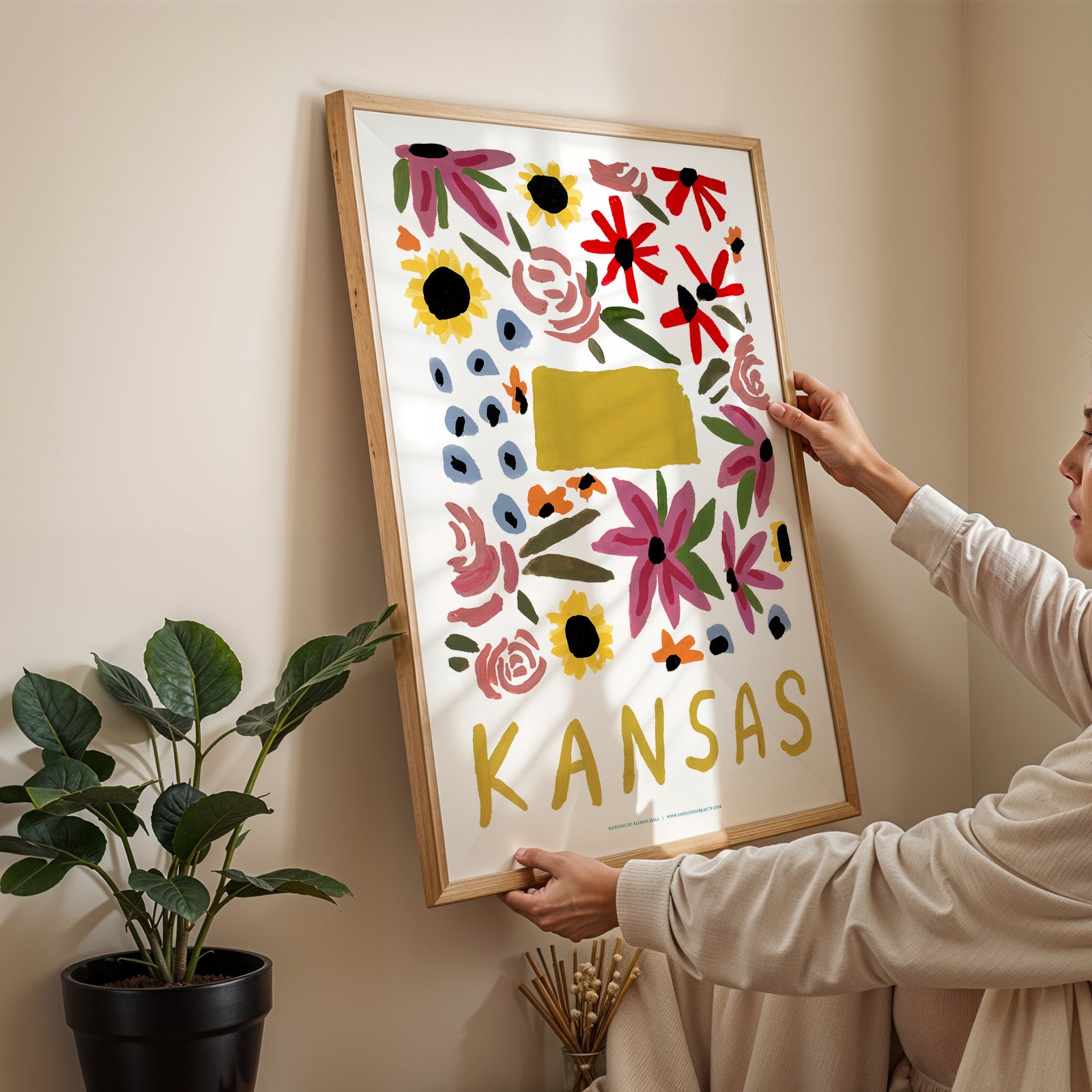 Kansas American Gouache Print