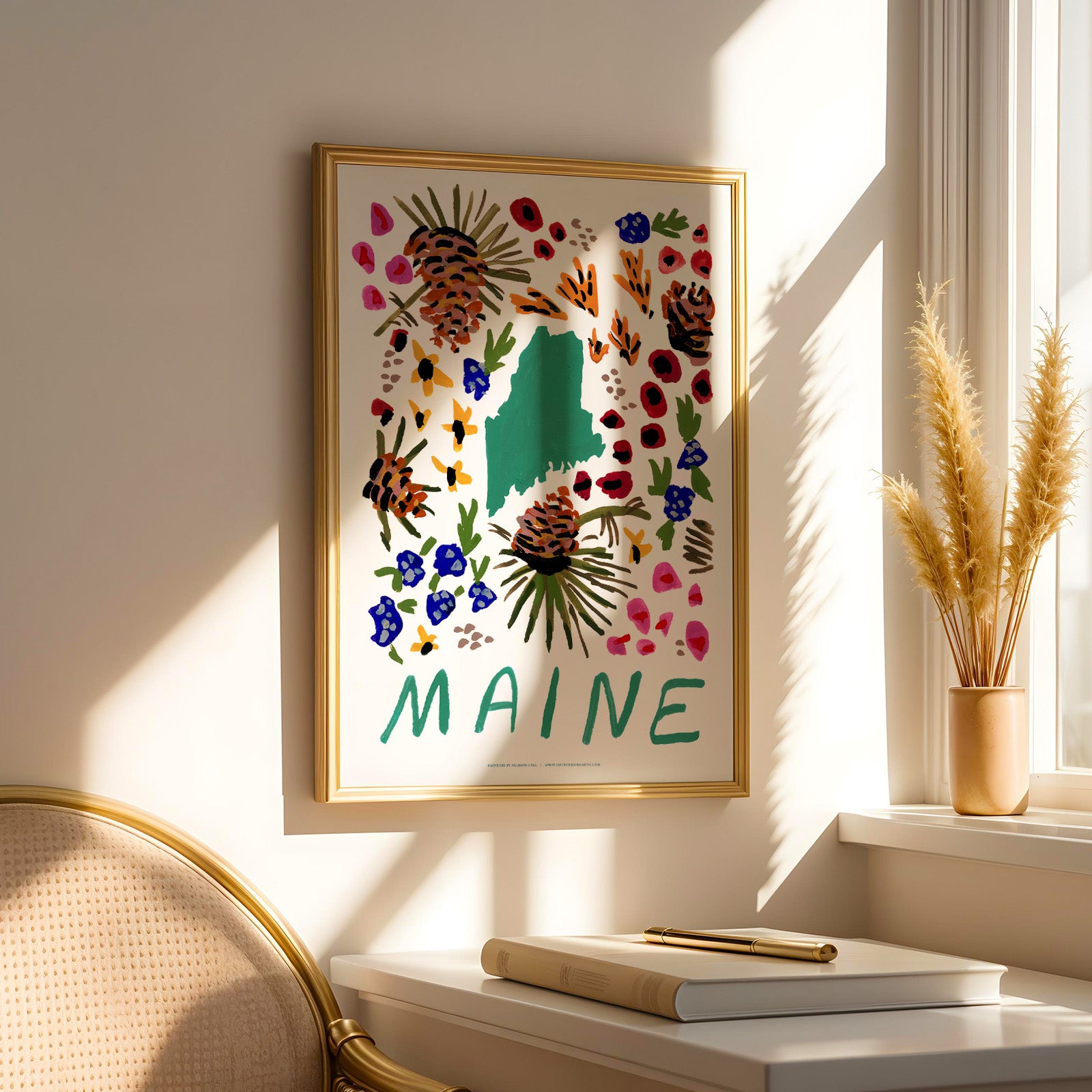 Maine American Gouache Print