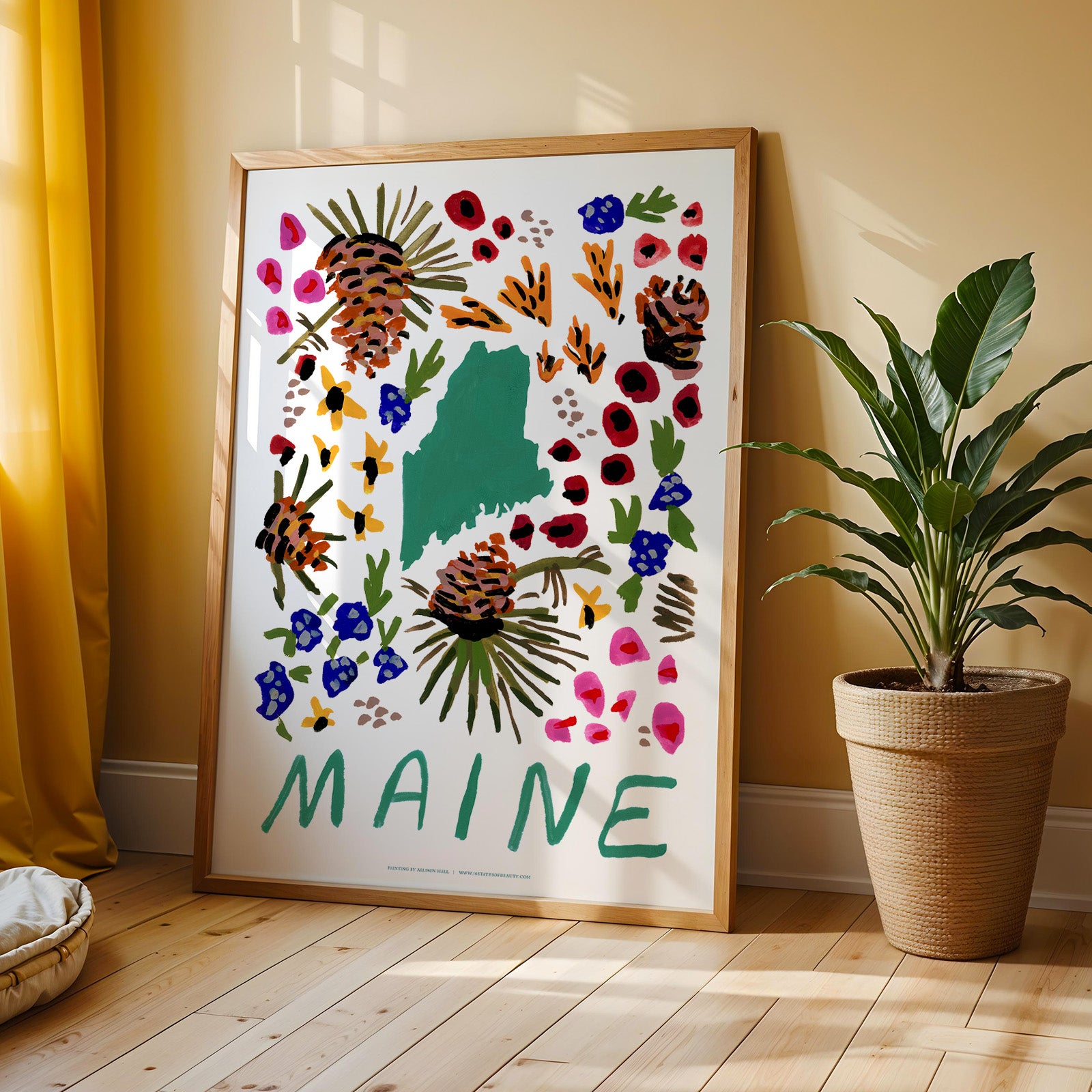 Maine American Gouache Print