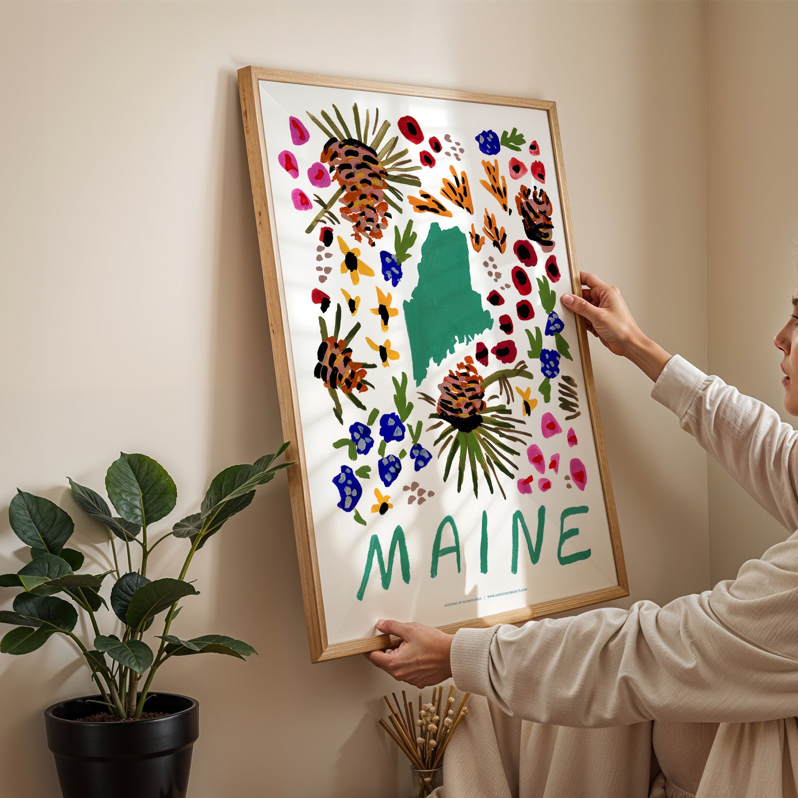 Maine American Gouache Print