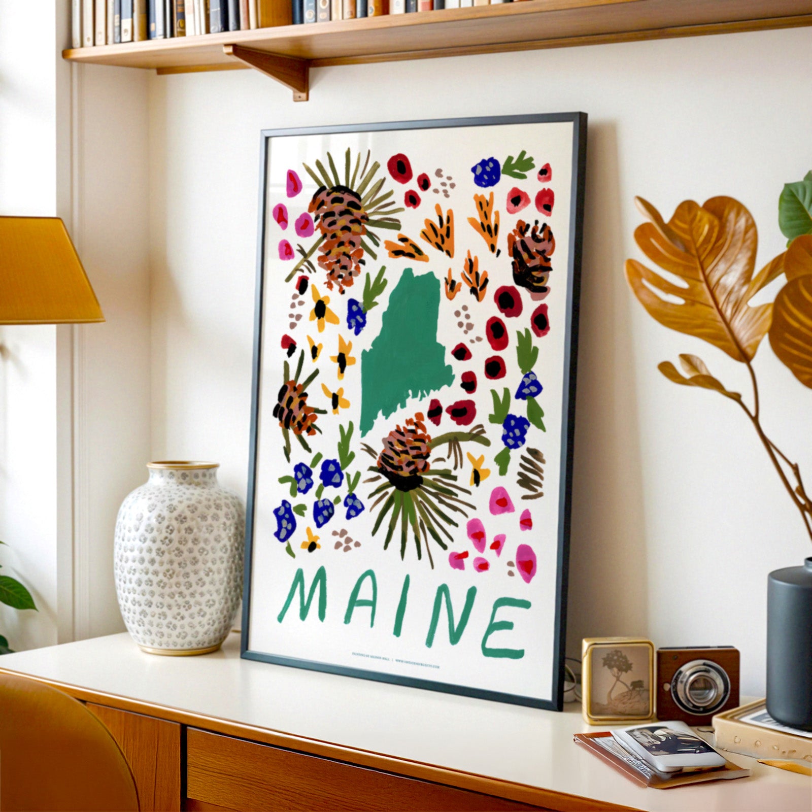 Maine American Gouache Print