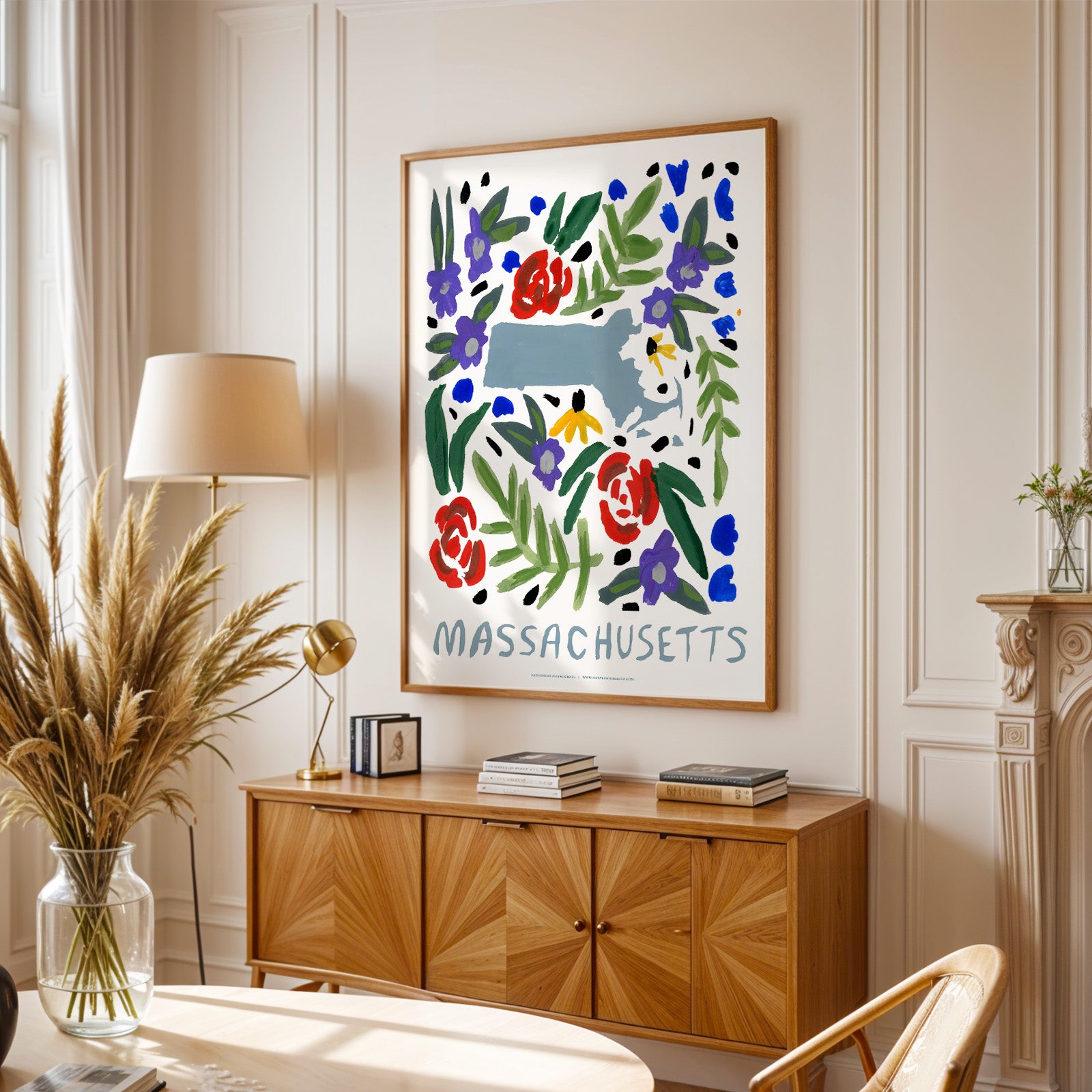 Massachusetts American Gouache Print