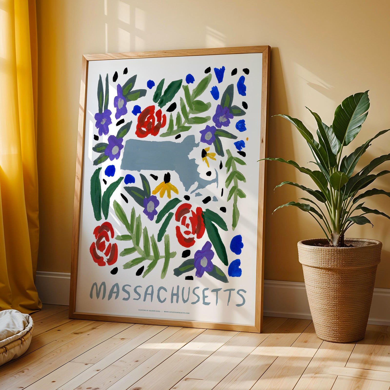 Massachusetts American Gouache Print