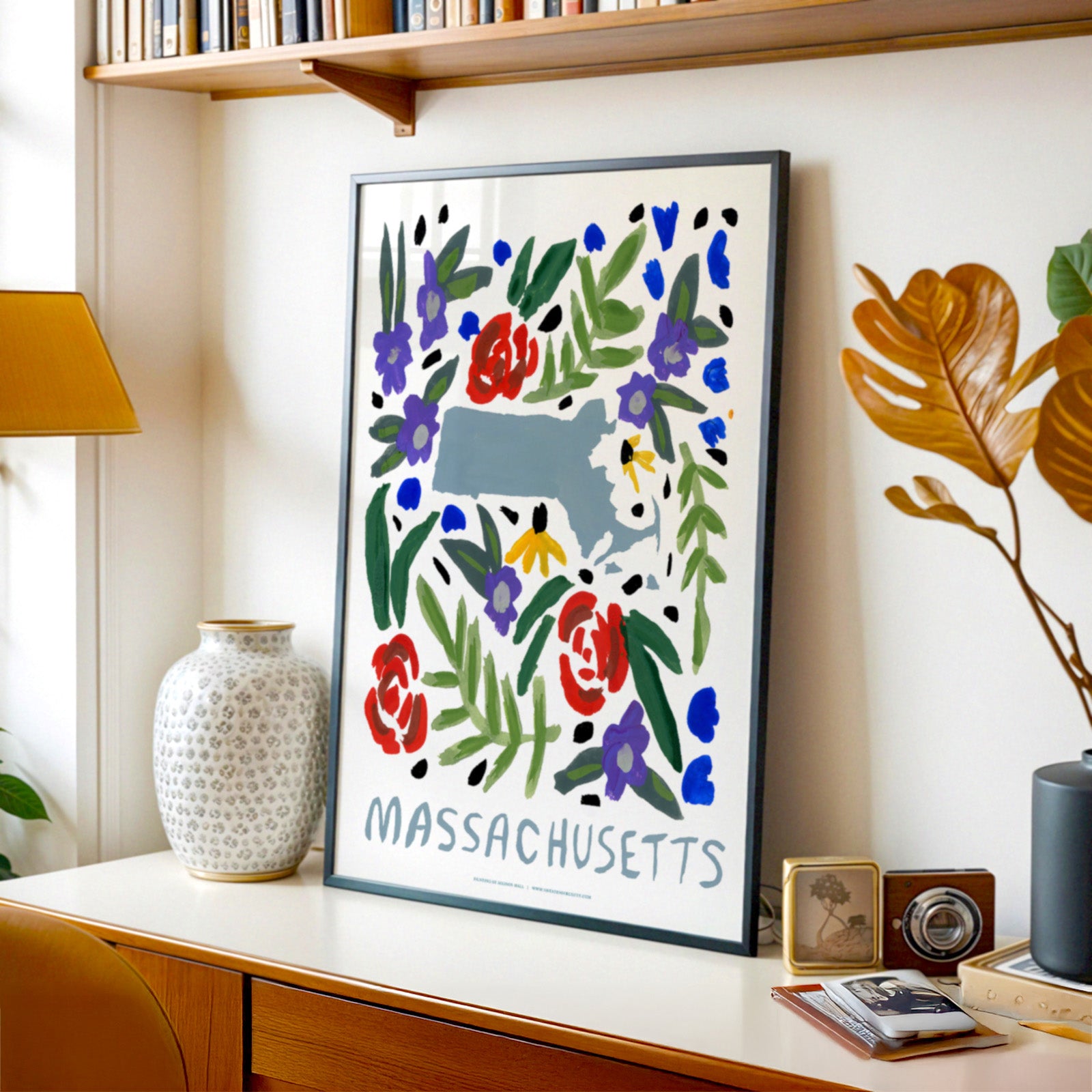Massachusetts American Gouache Print