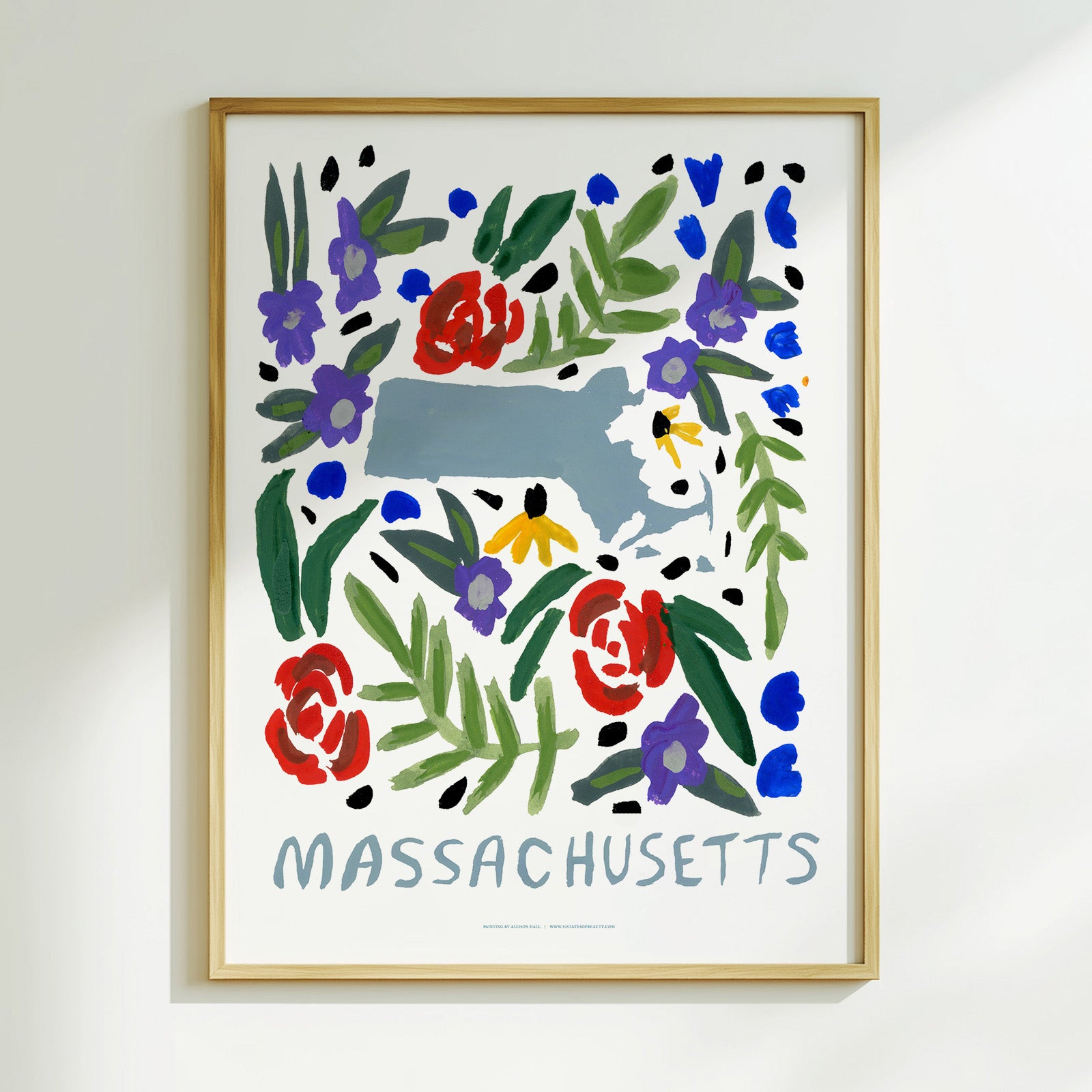 Massachusetts American Gouache Print