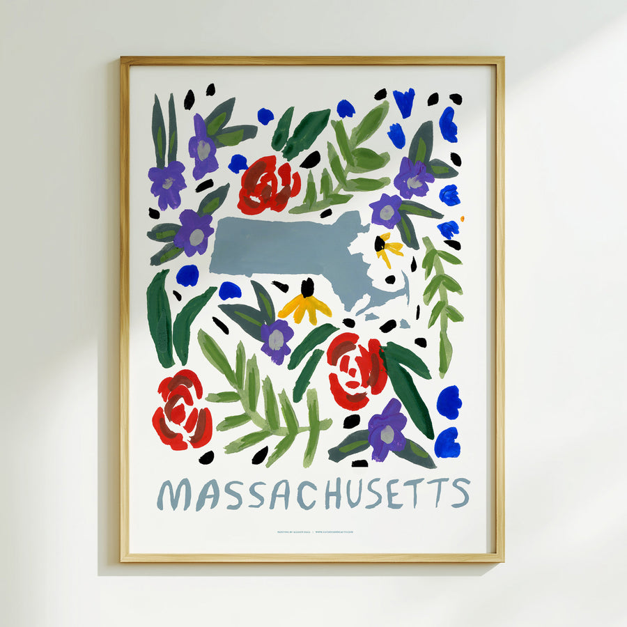 Massachusetts American Gouache Print