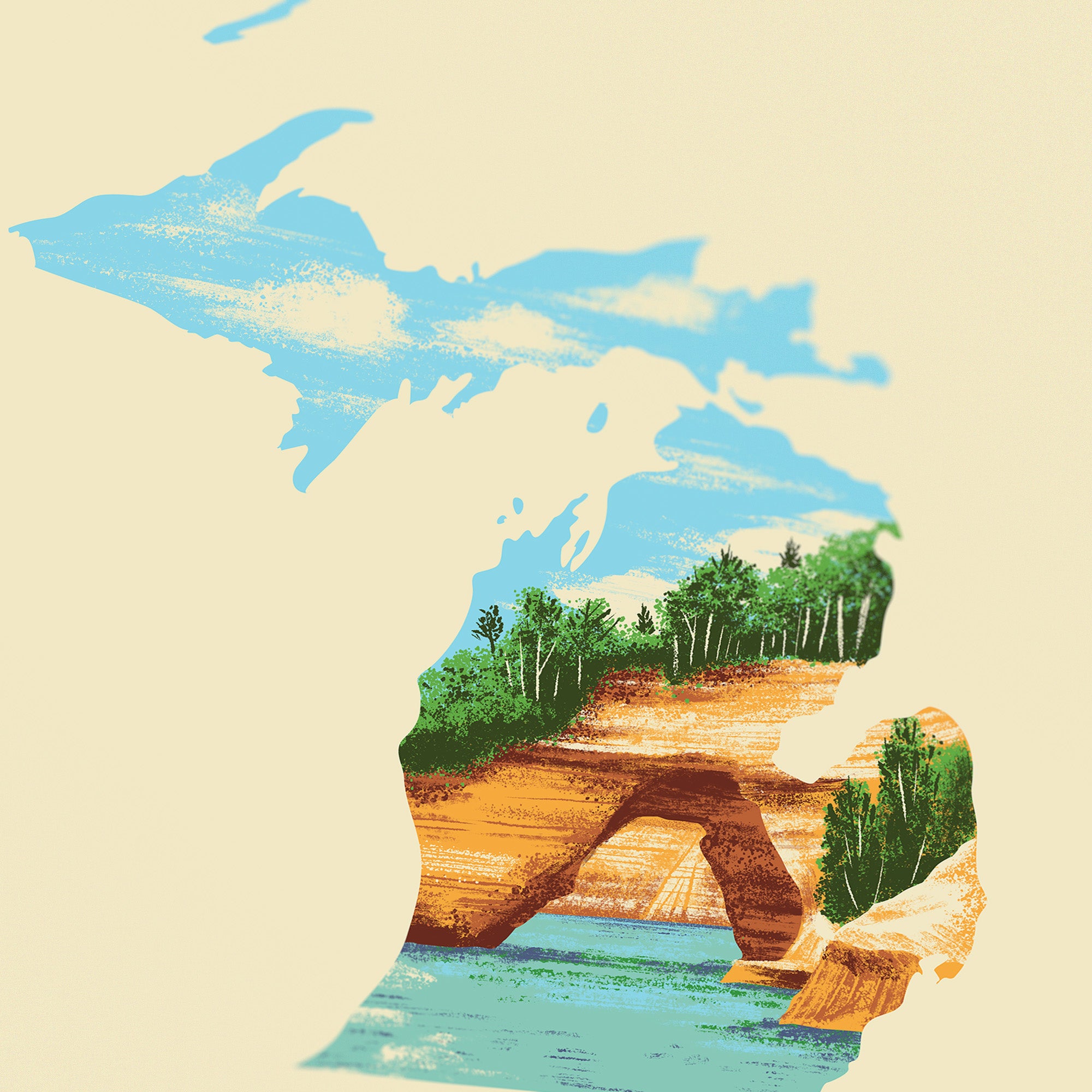 Michigan State Print -  Pictured Rocks
