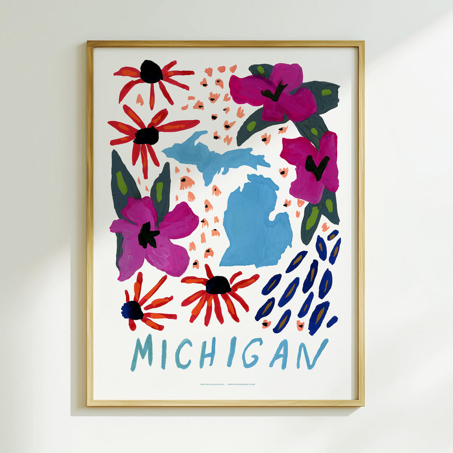 Michigan American Gouache Print