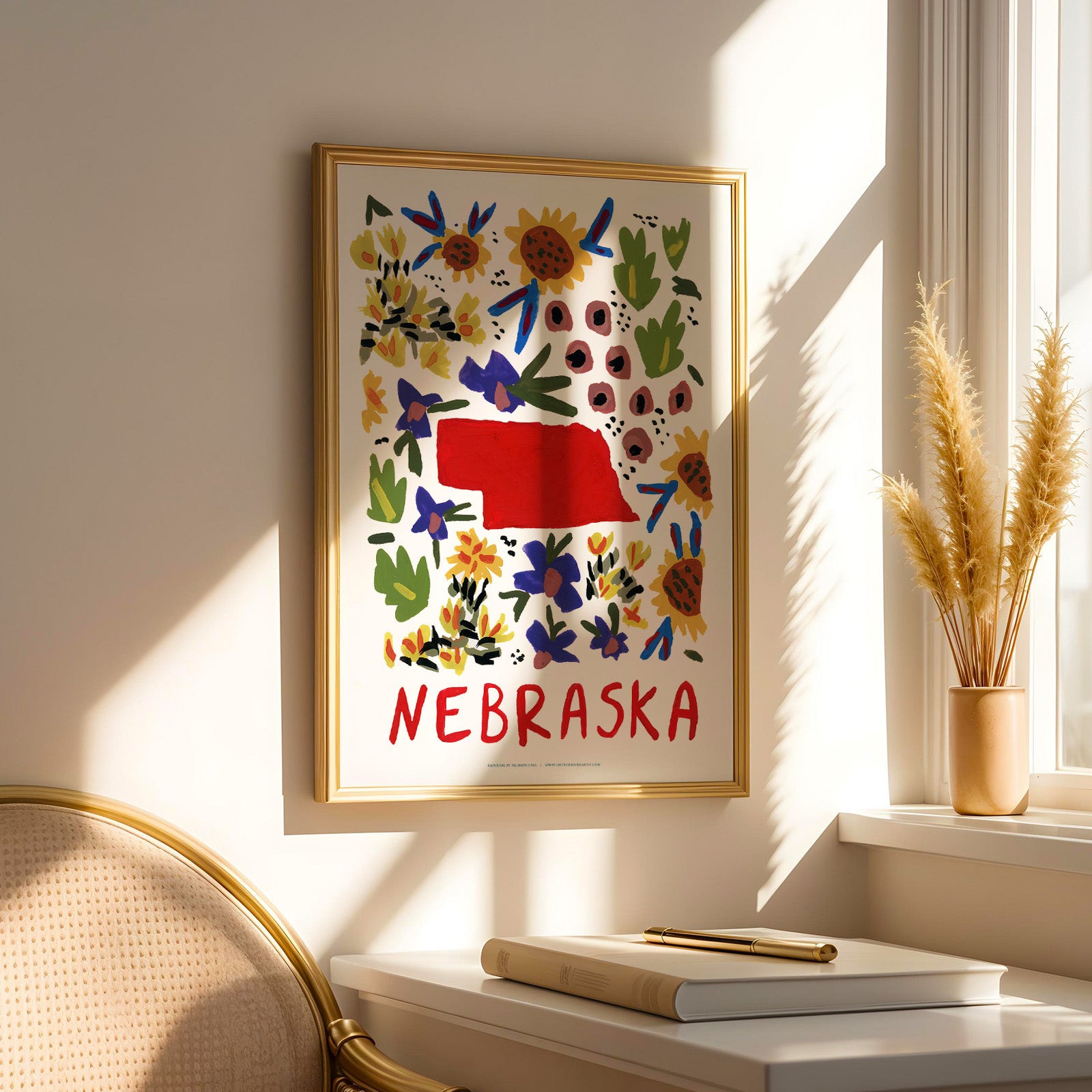 Nebraska American Gouache Print