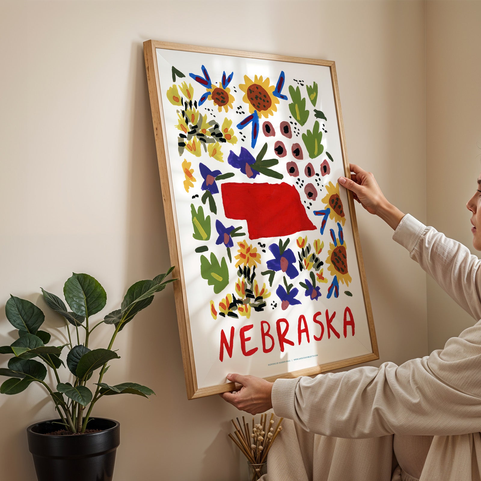 Nebraska American Gouache Print