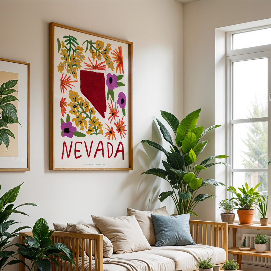 Nevada American Gouache Print