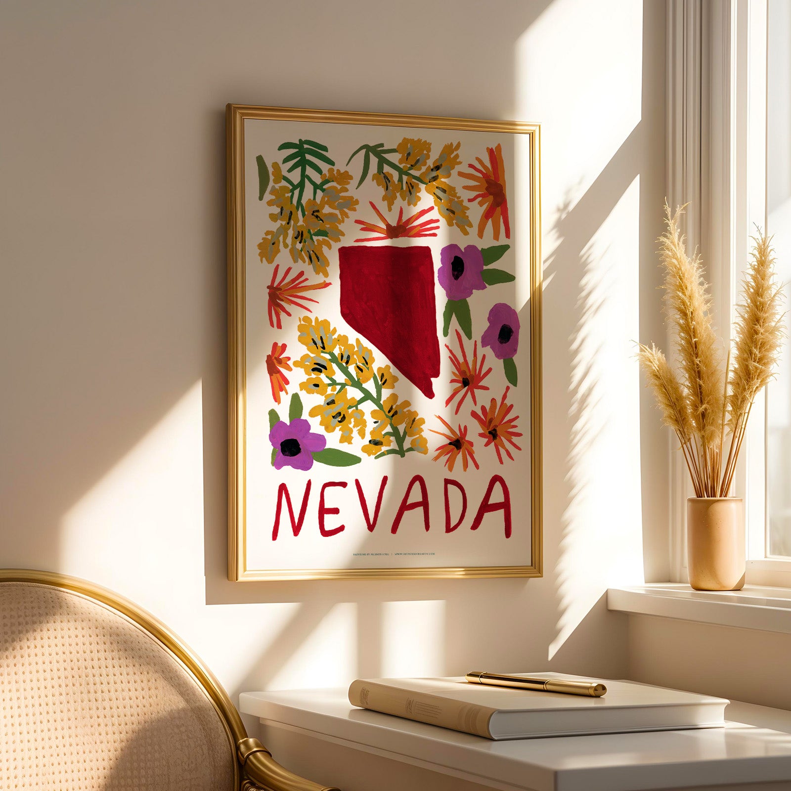 Nevada American Gouache Print