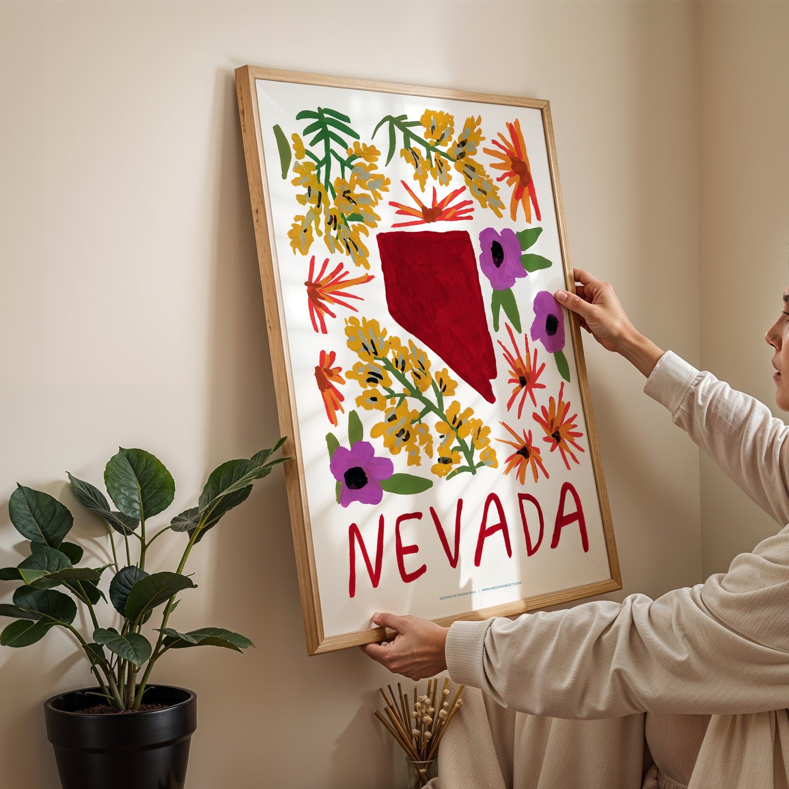 Nevada American Gouache Print