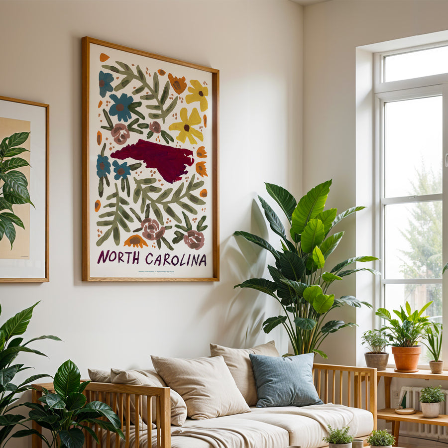 North Carolina American Gouache Print