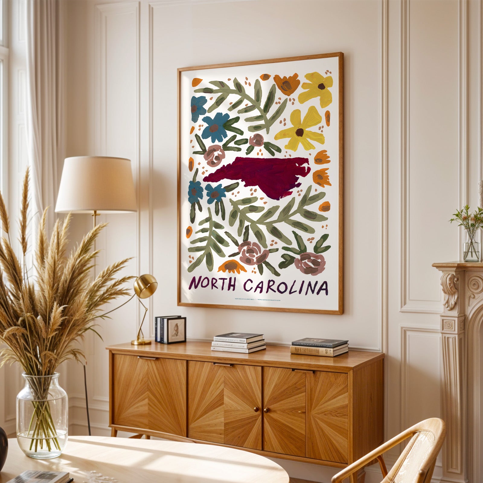 North Carolina American Gouache Print