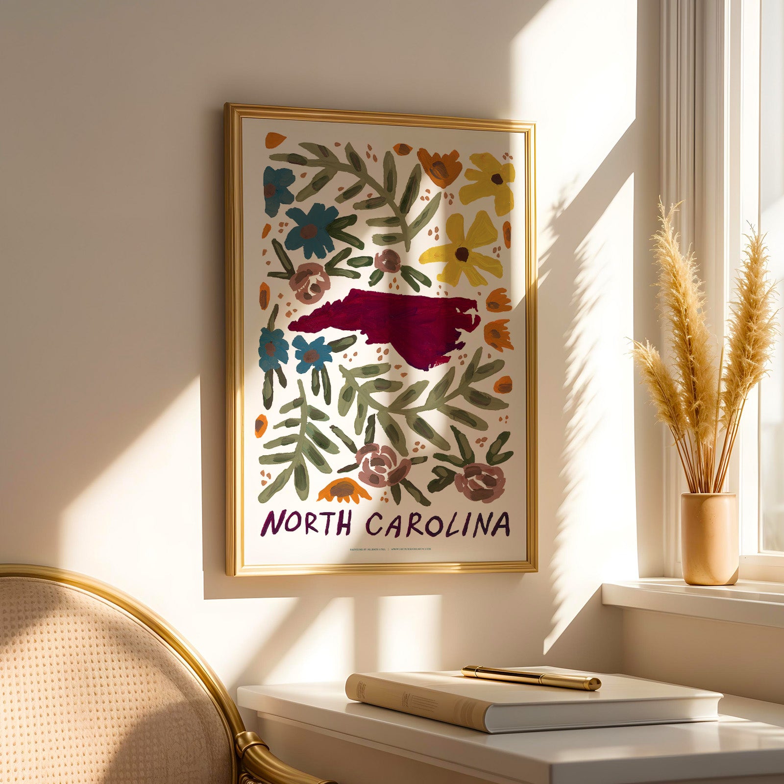 North Carolina American Gouache Print