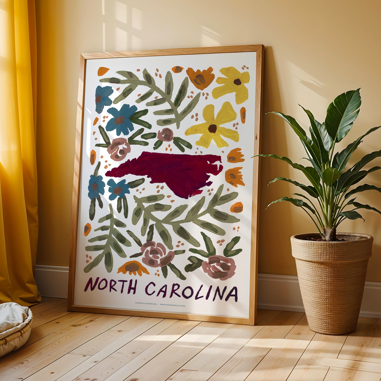 North Carolina American Gouache Print
