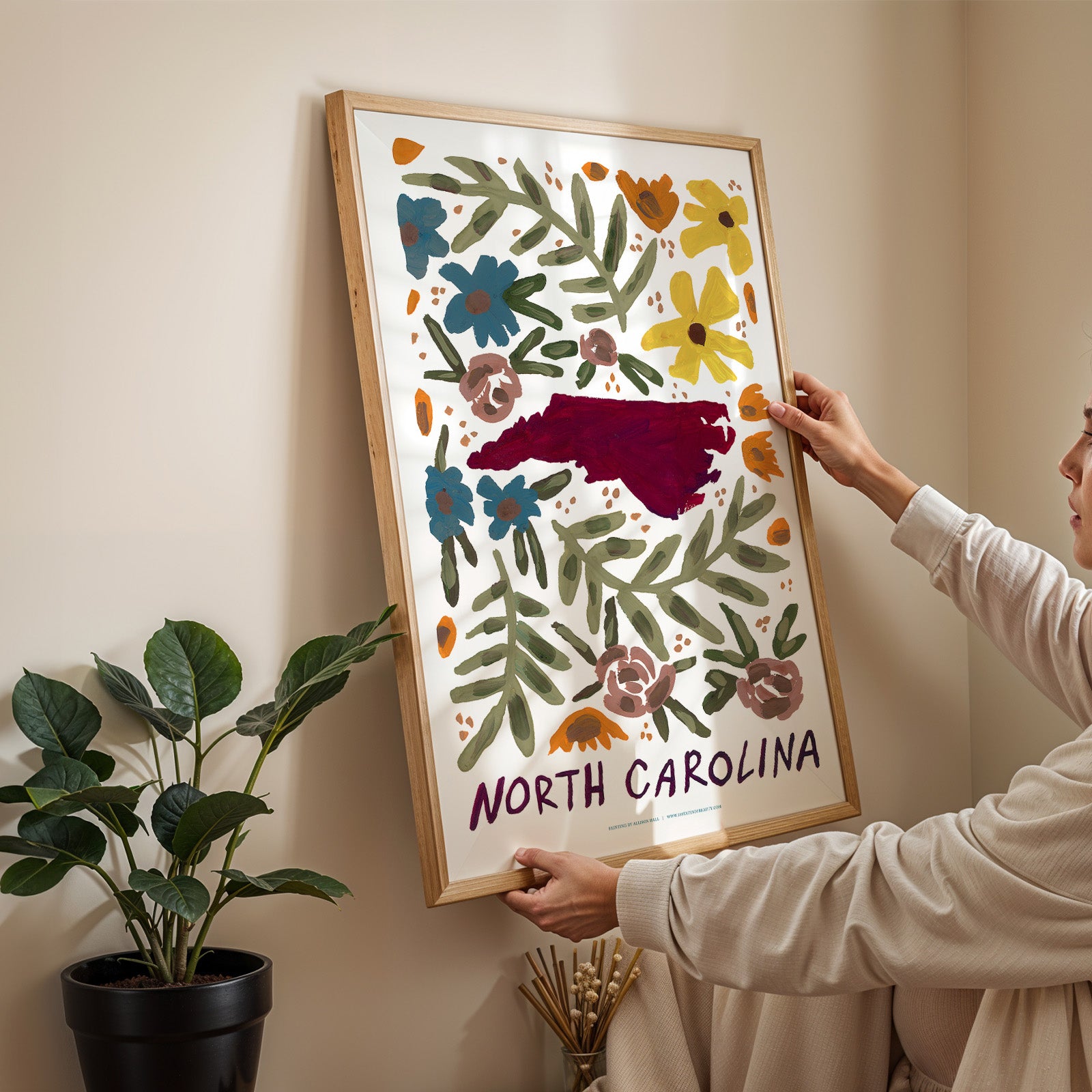 North Carolina American Gouache Print