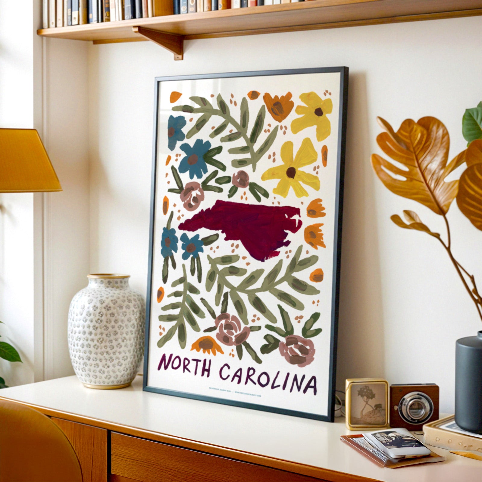 North Carolina American Gouache Print