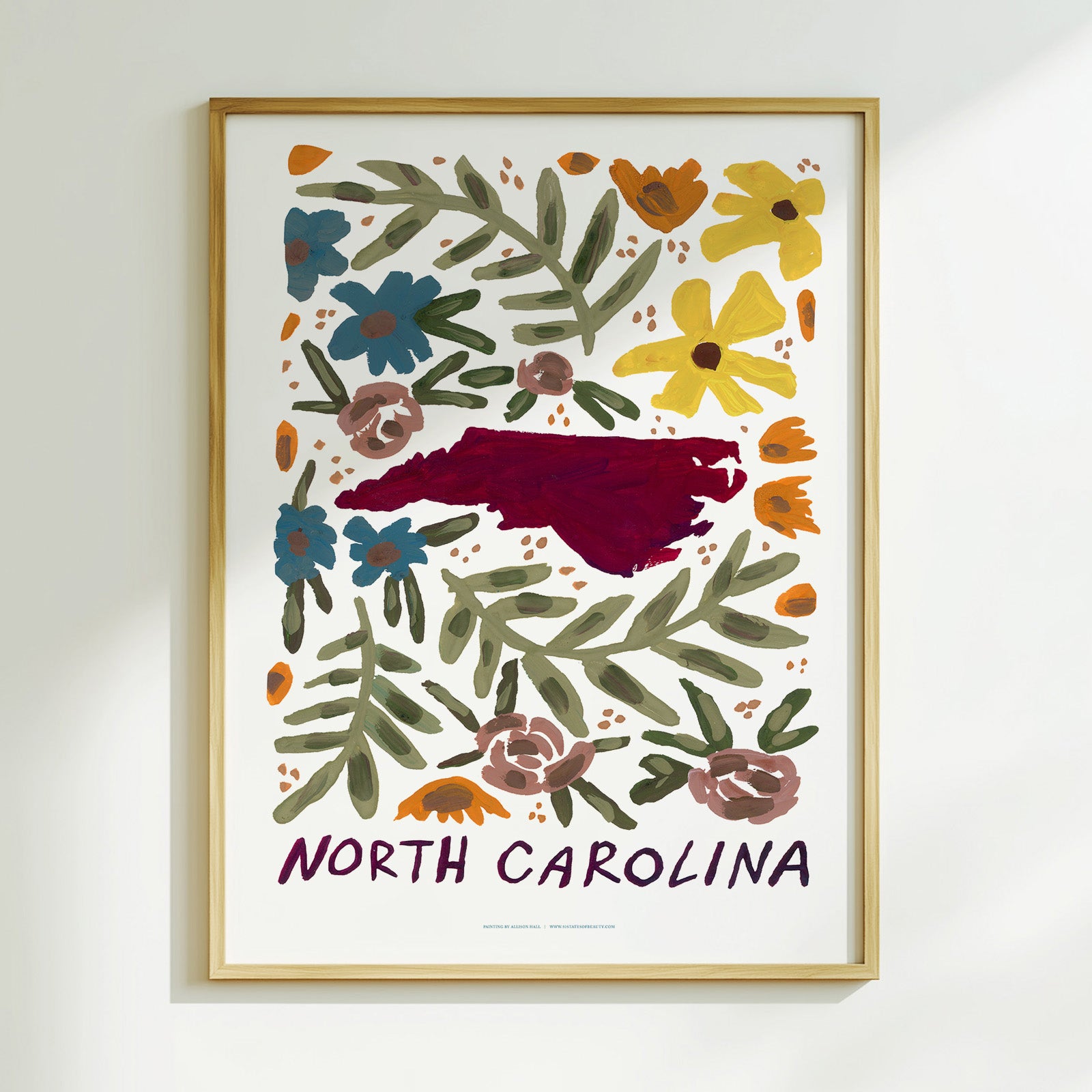 North Carolina American Gouache Print
