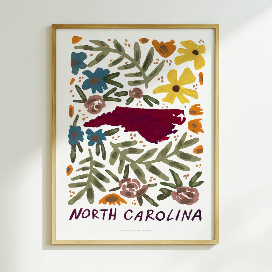 North Carolina American Gouache Print