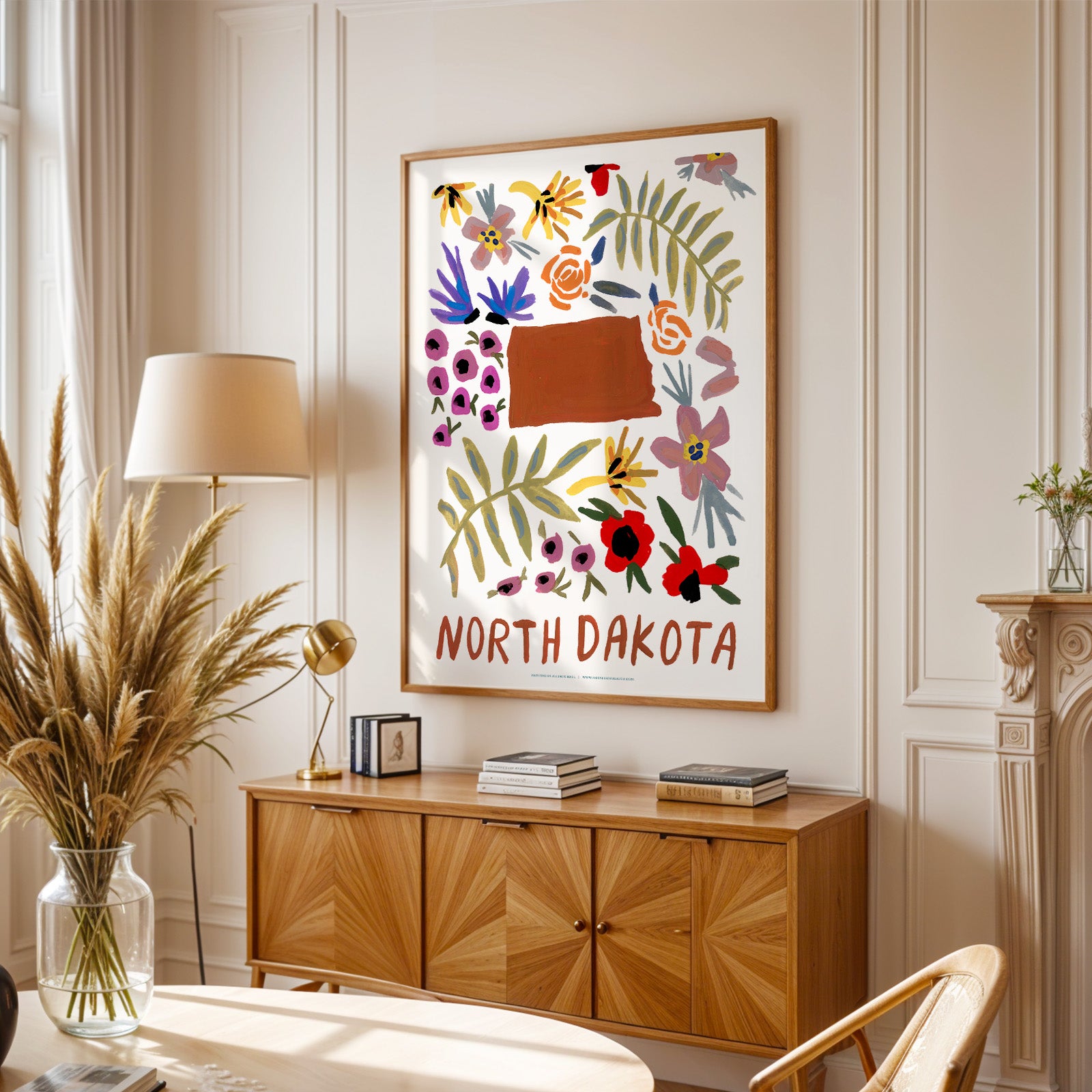 North Dakota American Gouache Print