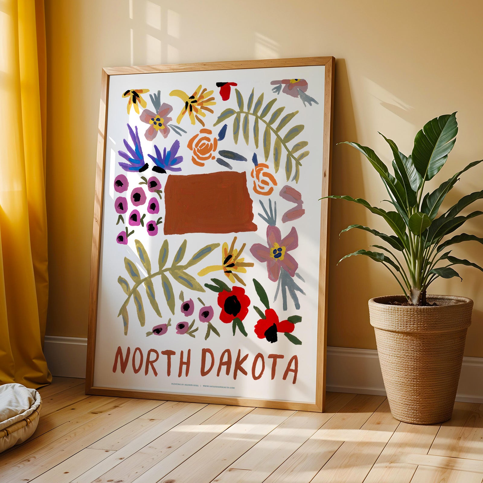 North Dakota American Gouache Print
