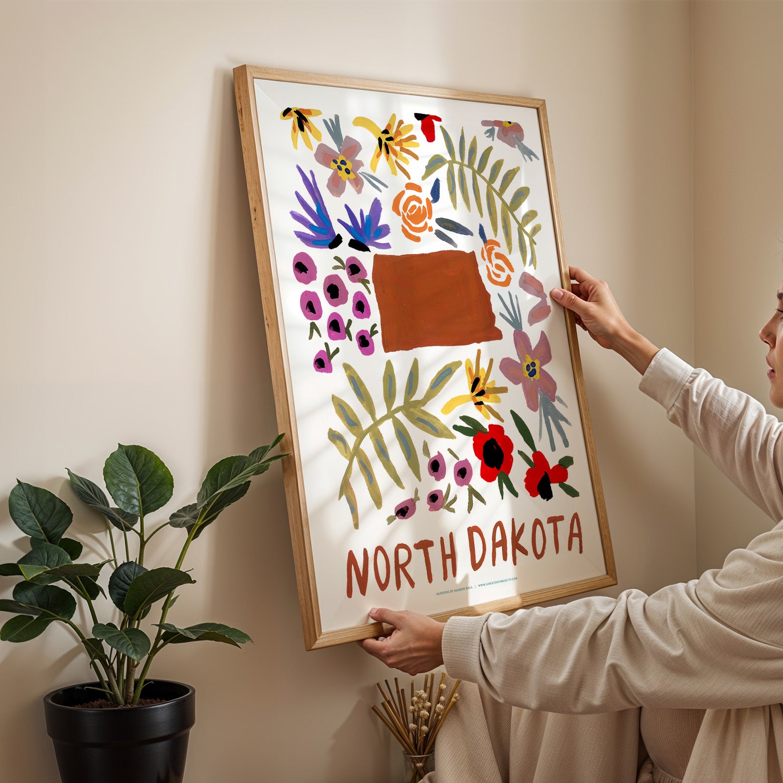 North Dakota American Gouache Print