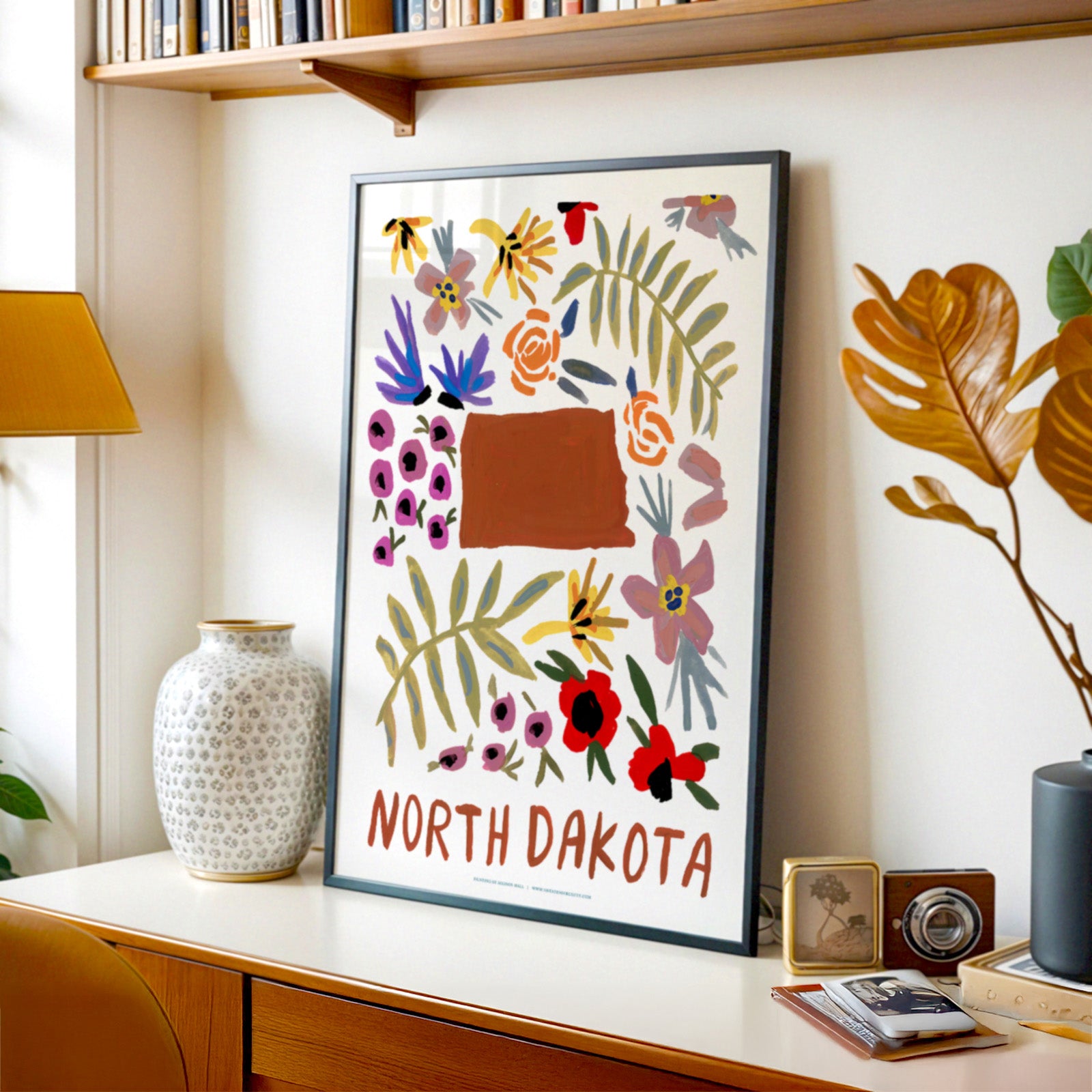 North Dakota American Gouache Print