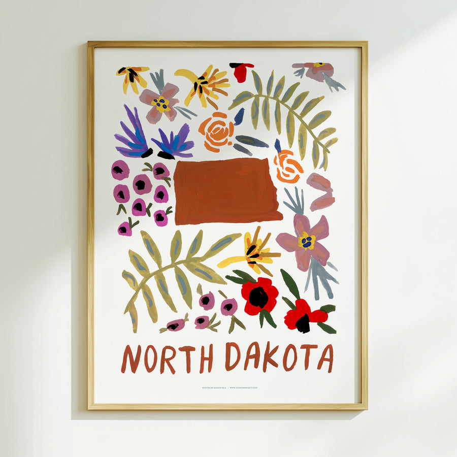 North Dakota American Gouache Print
