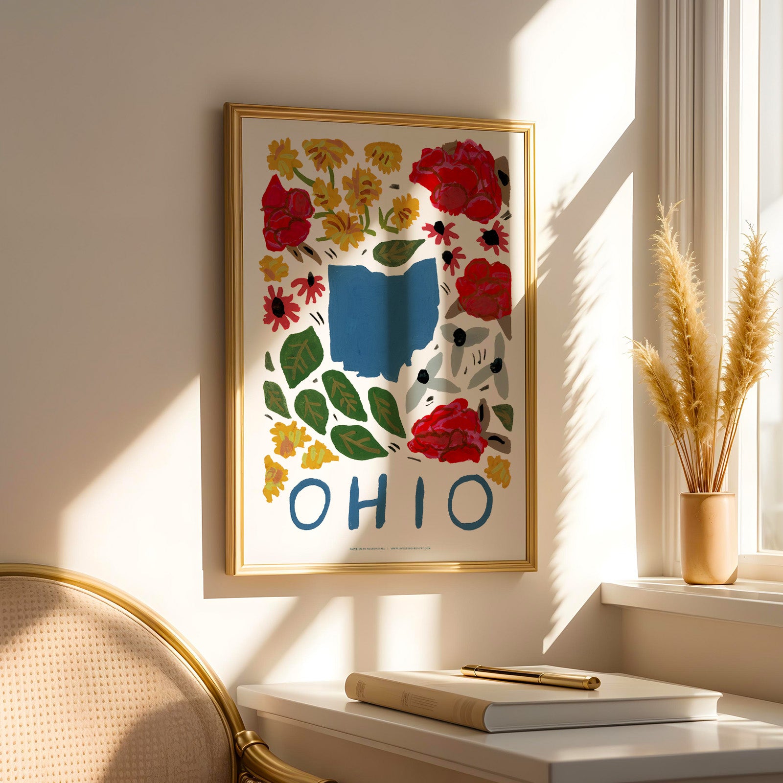 Ohio American Gouache Print