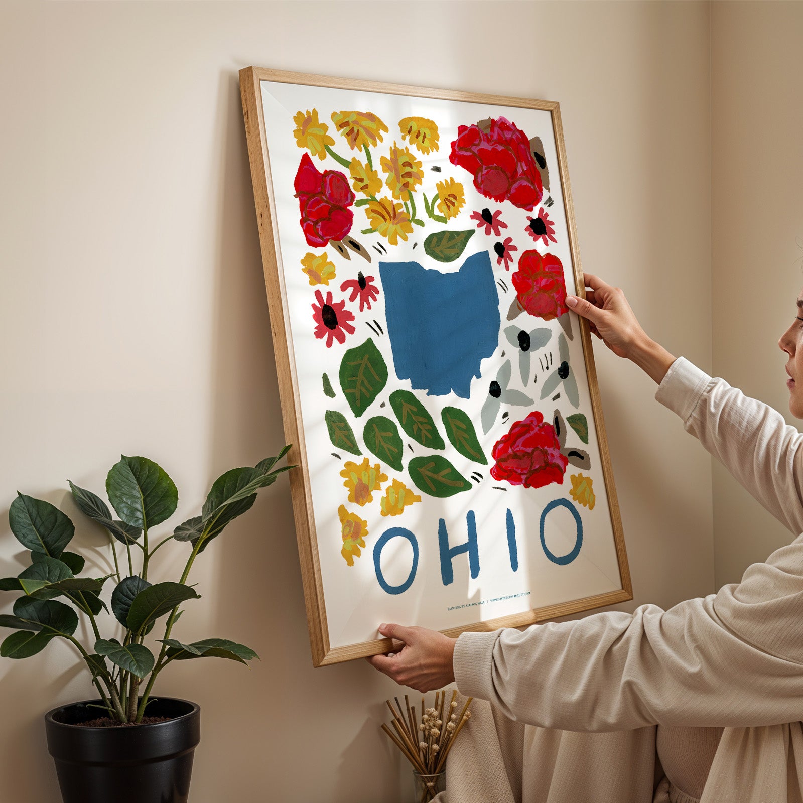 Ohio American Gouache Print
