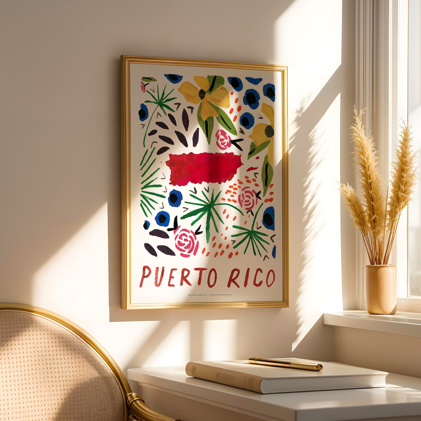 Puerto Rico American Gouache Print