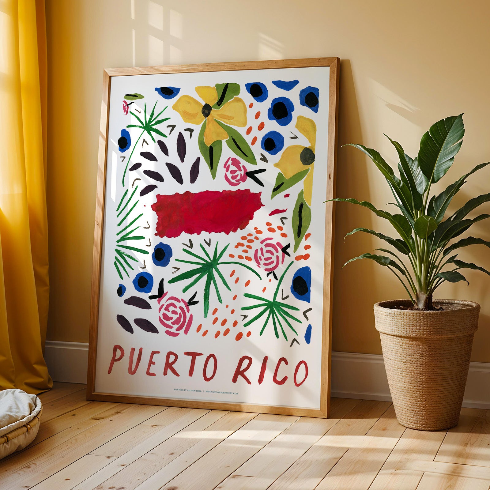 Puerto Rico American Gouache Print