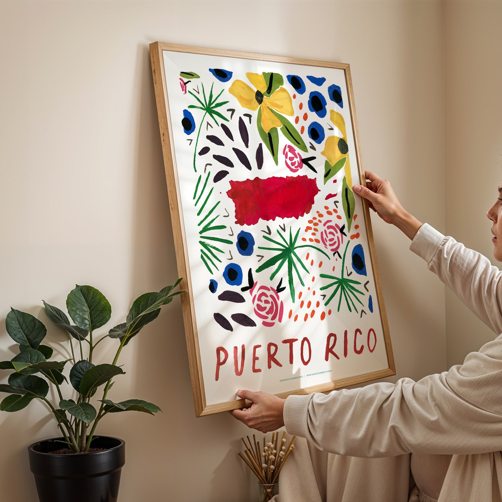 Puerto Rico American Gouache Print
